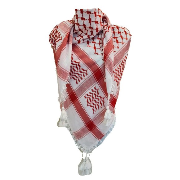 Houndstooth scarf, Keffiyeh, Arafat Hatta, cotton wide scarf with tassels, Shema - Picture 1 of 2